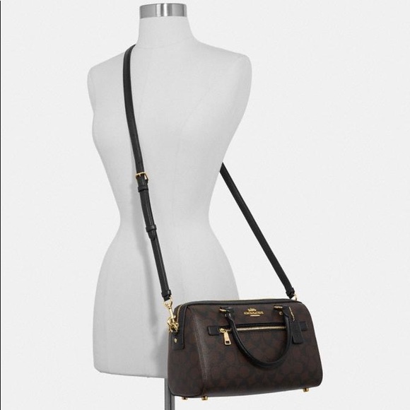 Coach Leather Rowan Top Handle Satchel Crossbody Bag in Signature Canvas - Picture 3 of 3